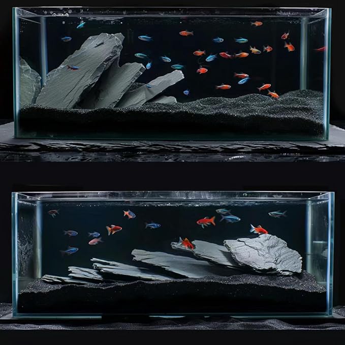 Unocho Natural Slate Stone Reptile Basking Platform Rocks 20LB Tortoise Habitat Flat Rocks for Fish Amphibian Garden Landscaping and Model Railroad (2-8 inches)