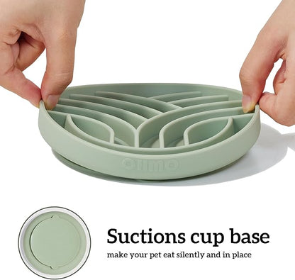 OHMO Slow Feeder Dog& Cat Bowl, Silicone Puppy Cat Food Bowl with Anti-Slip Suction Cup Slow Down Small Dogs Eating, Anti Choking (S-Tree of Life,Camo Green)