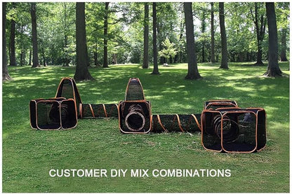 Portable Cat Small Animals Playpen DIY Outdoor Enclosures Freely Combinable 2in1 4in1 6in1 Pop Up Pet Play Tent Tunnel Cube House for Cat Puppy Rabbit (6 in 1)