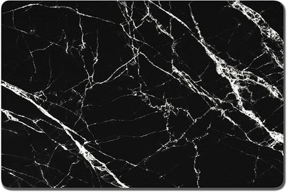 Rnivvi Dog Food Mat, 16" x 24" Marble Absorbent Dog Cat Bowl Mat for Food and Water, Cute Anti-Slip Rubber Pet Feeding Rug Protect Floors, Puppy Placemat for Feeding & Watering Supplies, Black