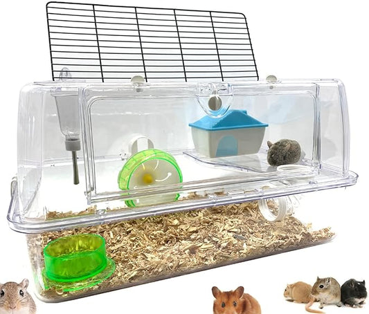 Acrylic Clear 2-Levels Hamsters Mice Gerbils Deluxe Palace House Habitat Home Running Wheel Water Bottle Tower Food Bowl Hide House Deep Base Expansion Outlet