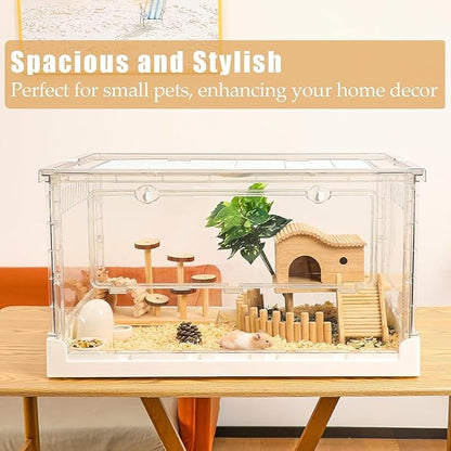 Hamster Cage & Guinea Pig Cages, Acrylic Cage for Small Animal Pets, Large Transparent Gerbil Cage and Habitats, Hedgehog, Dwarf Hamster, Rat, Mouse, Ferret, Bunny, Quail, Extendable, Stackable