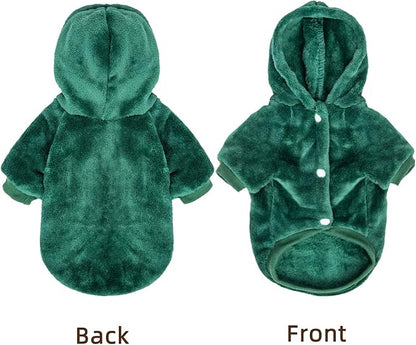 FabriCastle Dog Hoodie Sweater for Small Dogs Boy and Girl, Dog Clothes XS XXS Puppy Sweatshirt, Pet Outfit, Cat Clothing Super Soft Warm Snap On Closure (Dark Green, Medium)
