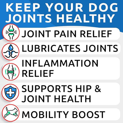 Hemp Chews Dogs Hip Joint Pain Relief - Glucosamine Chondroitin Hemp Treats for Joint Health - Dog Joint Supplement Large Breed & Small - Hemp Oil Pill - Canine Vitamin Treat Old Dog (240Ct/Chicken)