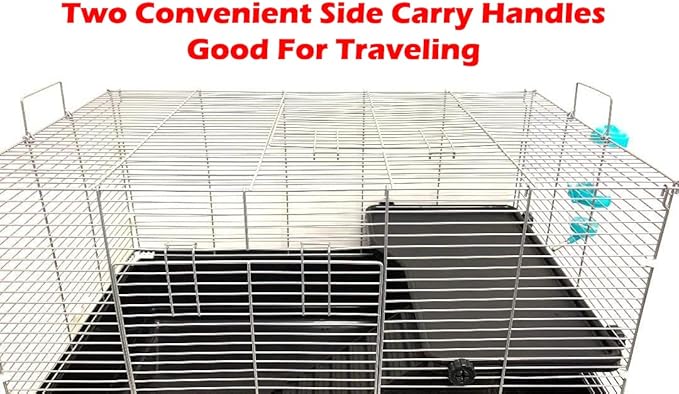 Large Pet Products Universal 2-Level Small Animals Home Critters Habitat Cage Narrow 3/8-inch Wire Spacing for Wide Variety Exotics Animal Hamster Rat Mice Mouse Gerbil Guinea Pig Chinchillas Ferret