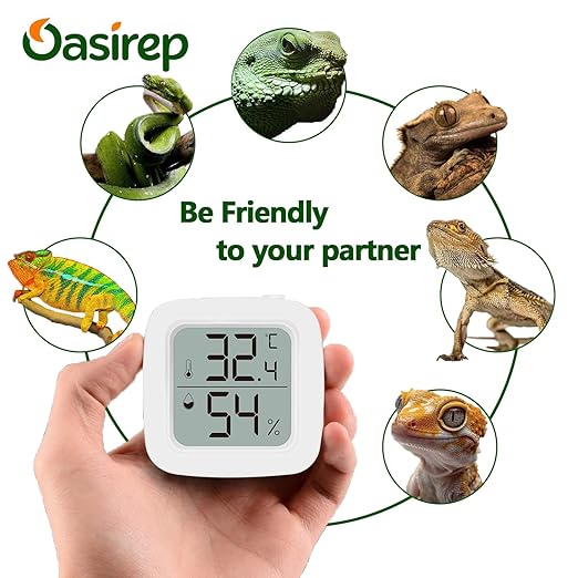 2-Pack Reptile Thermometer and Hygrometer – LCD Digital Temp & Humidity Monitor for Bearded Dragon, Gecko, Snake Tanks, Incubation Boxes, Indoor Pet Habitats