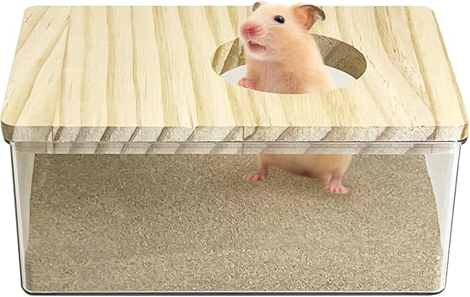 kathson Hamster Sand Bath Box Transparent Gerbil Bathroom & Digging Box Acrylic Small Syrian Hamster Litter Box Hamster Dust Bath Container Cage Accessories for Lemming Mice (Small Rectangle)