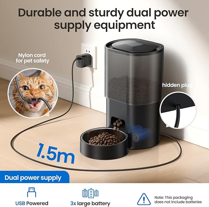 Automatic Cat Feeder and Water Fountain 5G WiFi Cat Food Dispensers, APP Remote Control, Programmable Timed Feeding,Dry Food Smart Feeder 10s Voice Recorder, 1-10 Meals/Day for Cats Small Dogs