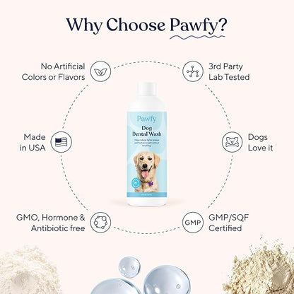 Pawfy Dog Breath Freshener with Specialized Dental Care Formula | Dog Teeth Cleaning & Mouthwash | Helps Freshen Dogs Breath with Easy Water Additive | Supports Plaque and Tartar Control