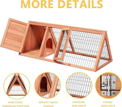 Chicken Coop, Chicken Run,Small Wooden Duck Coop Outdoor Quail Cage Rabbit Pet Hutch House Small Animals (Ntural Wood)