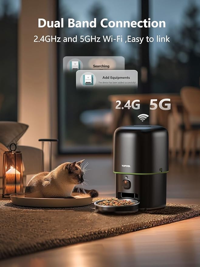 Automatic Cat Feeder with Camera - 5G WiFi Auto Cat Food Dispenser, 1080P HD Video with Night Vision, 1-15 Meals, 1-99 Portions, 2-Way Audio, Keeps Food Fresh, 4L Timed Pet Feeder Also for Dogs