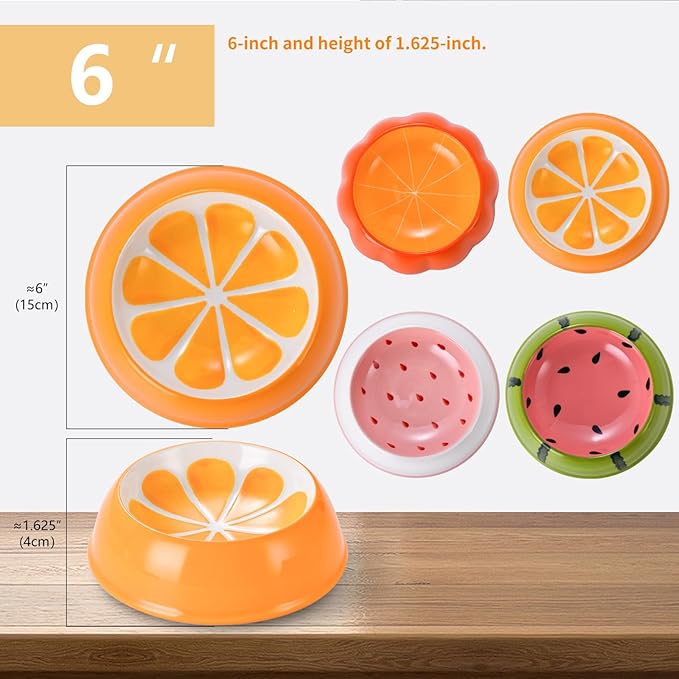 LOLYKITCH Ceramic Cat Food Bowl Set - 6 Inch Wide Shallow Bowls for Whisker Relief, Colorful & Cute - Microwave & Dishwasher Safe