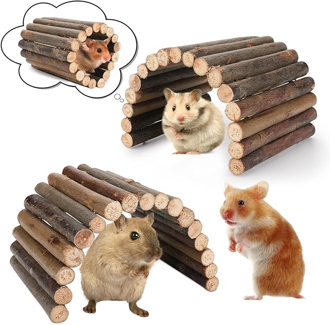 Hamster Toys Guinea Pig Toys Hamster Wheel Hamster Cage Accessories Small Animal Molar Chew Toys for Chinchillas,Gerbils,Mice,Rats,Mouse,Rabbit,Bunny Hideout Seesaw (Bendable Hideout(2 Packs))