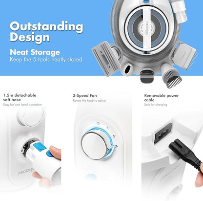 Neakasa P2 Pro Dog Cat Grooming Brush, Strong Vacuum Suction, 2L Large Capacity, Clippers Professional, Dog Grooming Kit for Thick Short Long Hair, Silent