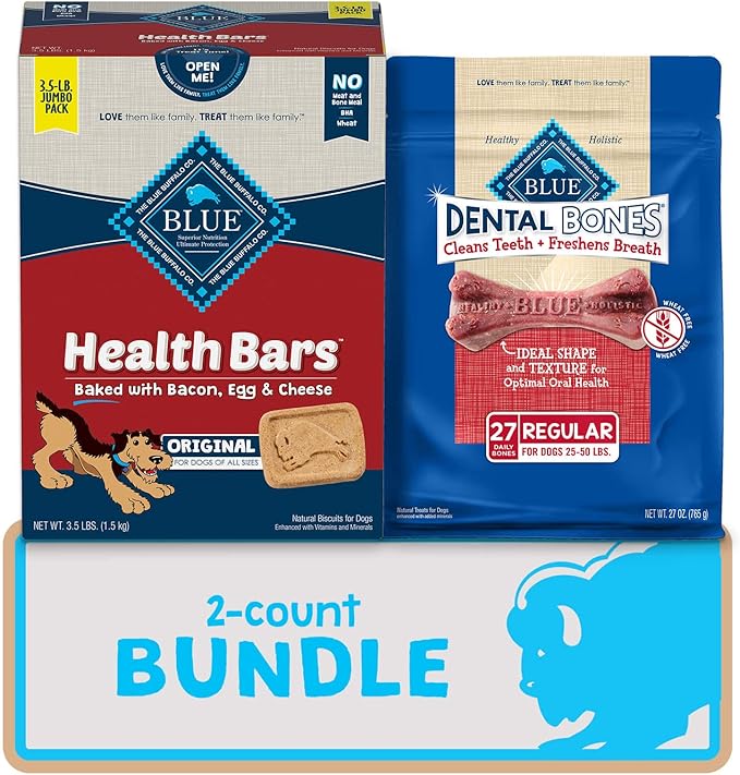 Blue Buffalo Health Bars and Dental Bones Dog Treats Variety Bundle