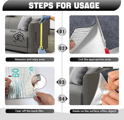 118"x15.8" Cat Scratch Couch Furniture Protector, Adhesive Cat Scratch Pad Deterrent for Furniture, Wall Corner Anit Scratcher Mat, DIY Climbing Cat Scratching Carpet Post Board Replacement (DarkGrey)