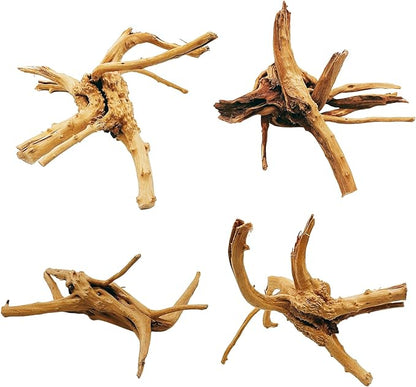 Hamiledyi 4PCS Driftwood for Aquarium,8-10in Natural Spider Wood Reptile Branches Fish Tank Log Ornament Aquarium Trunk Decoration