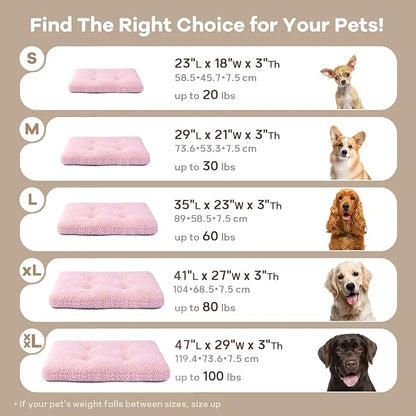 Mora Pets Cat Bed Comfy Puppy Crate Beds Plush Cat Sleeping Mat Washable Pets Mattress Anti-Slip Kitten Bed Soft Kennel Pad for Small Dogs Cats Breeds, 23" x 18", Pink