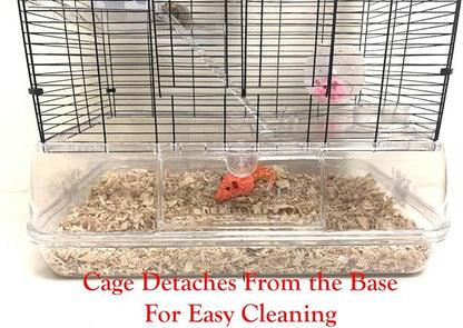 Large 3-Floor Clear Transparent Cage with 8-Inch Deep Clear See Through Base for Hamster Guinea Pig Habitat Rodent Gerbil Rat Mice Mouse