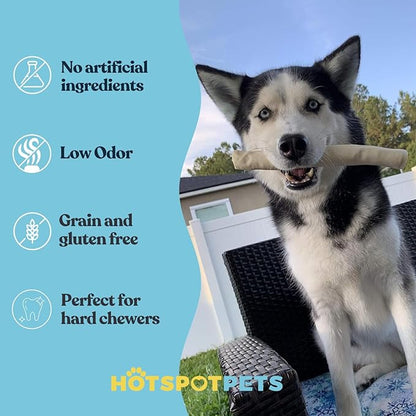 hotspot pets 8-9 Inch Large Rawhide Dog Chew Rolls (10 Pack) - Made from Grass Fed Cows - Great for Dental & Oral Care for Aggressive Chewers Large Dogs