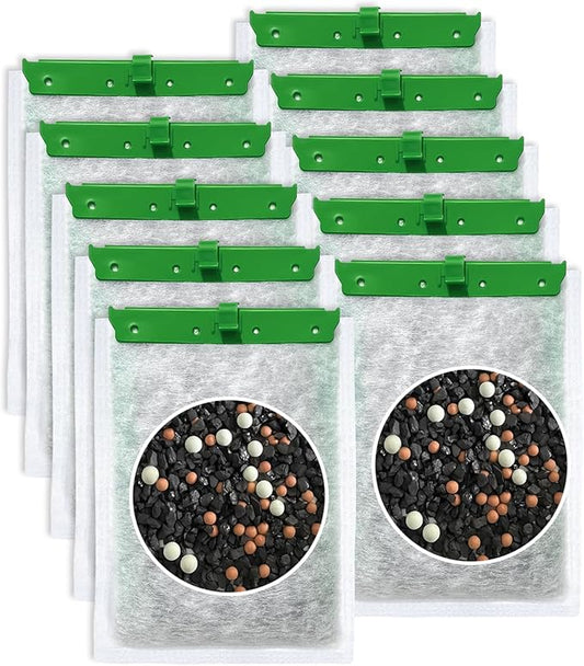 10-Pack Upgraded 5-Layer Filter Cartridges Large Compatible with Bio Bag Filter Cartridges Large Aquarium Filters, Turtle Tank Filter for Whisper Filter 20i 40i/ IQ 20 30 45 60/ PF20 30 40 60