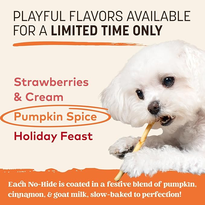 Earth Animal No-Hide Seasonal Stix Pumpkin Spice Recipe Natural Rawhide Alternative Dog & Cat Chews - 20 Count Value Pack
