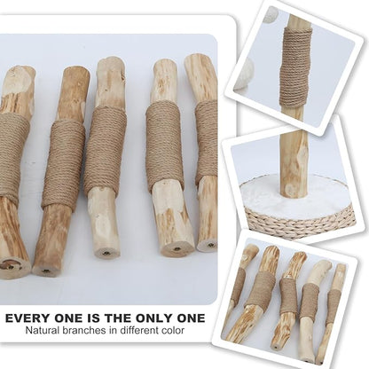 Modern Cat Tree Tower for Indoor Cats, Real Branch Luxury Cat Condo with Scratching Post, Jumping Platforms, Hanging Toy Ball for Multi-Cat Households