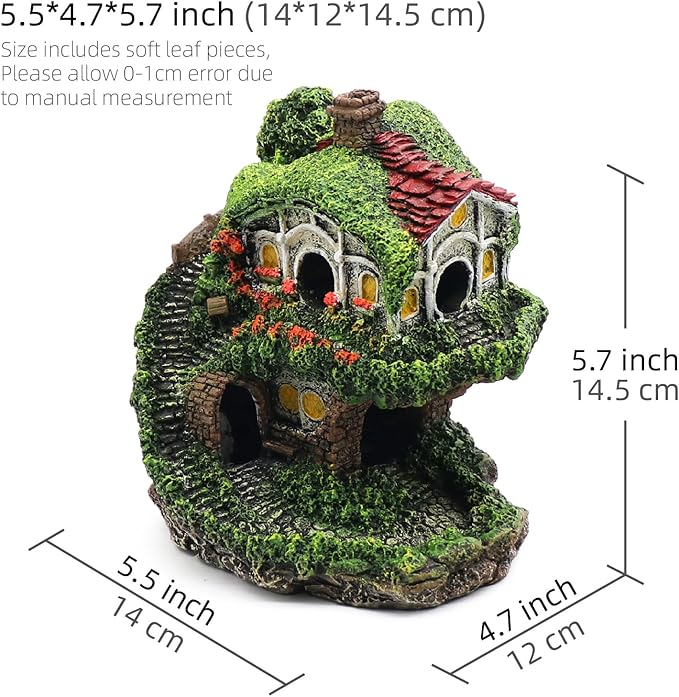 Aquarium Decor Hideaway Cave, Betta Fish Tank House Accessories for Amphibians, Goldfish, Shrimp, Conch