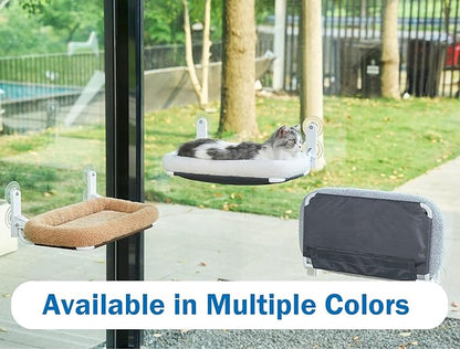 Zakkart Foldable Cat Hammock for Window - Cordless, Embeded Machine Washable Bed, Robust Metal Frame - Cat Window Perch for Large Cats and Kittens (Gray Bolster Bed, Medium)