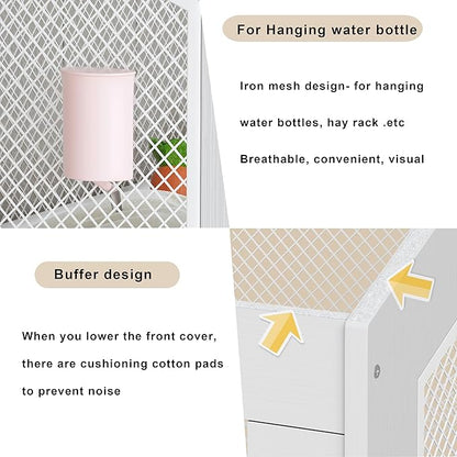 PAKASEPT Hamster Cage, Small Animal Cages with Storage Cabinet, Visual and Ventilated Large Habitats Hamster House for Rat, Guinea Pig, Hedgehog, Gerbil, White