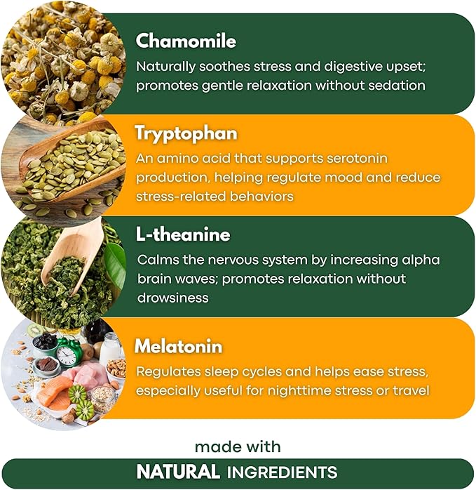 Calming Strips for Dogs 4-in-1 – 10 Strips – Relaxation Support with Chamomile, L-Theanine, Tryptophan & Melatonin for Dogs – Supports Calm During Fireworks, Storms & Travel – Pet Zen Formula