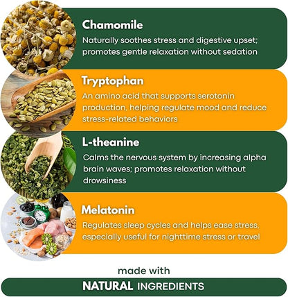 Calming Strips for Dogs 4-in-1 – 10 Strips – Relaxation Support with Chamomile, L-Theanine, Tryptophan & Melatonin for Dogs – Supports Calm During Fireworks, Storms & Travel – Pet Zen Formula