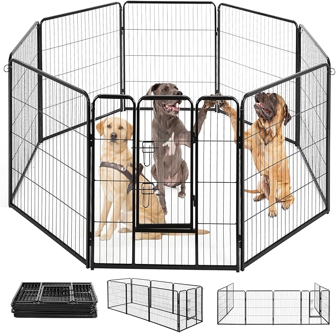 BestPet | Dog Playpen | 40 Inch, 8 Panels | Heavy Duty Metal Pet Exercise Pen | Indoor Outdoor Fence Panels | Rust-Resistant, Removable, Tool-Free Setup | Anti-Skid, Expandable Design