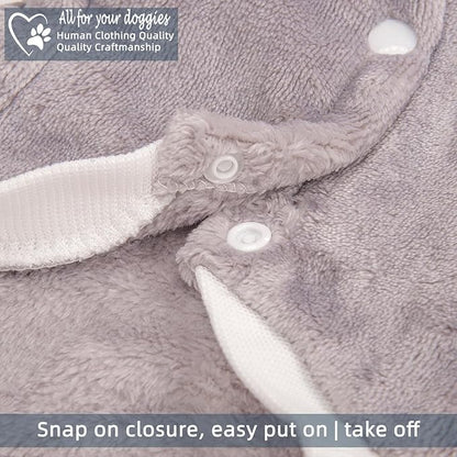 FabriCastle Dog Hoodie Sweater for Small Dogs Boy and Girl, Small Dog Clothes XS XXS Puppy Sweatshirt, Pet Outfit, Cat Clothing Super Soft Warm Snap On Closure (Lightgrey-Cream, X-Small)