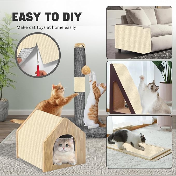 118"x15.8" Anti Cat Scratch Couch Furniture Protector, Adhesive Cat Scratch Pad Deterrent for Furniture, DIY Climbing Cat Scratcher Couch Protector from Cat Claws Scratching for Indoor Sofa (OffWhite)