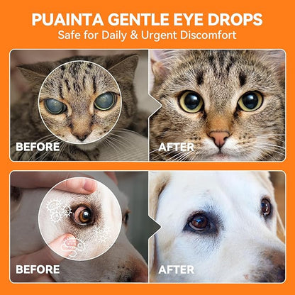 Dog Eye Drops, Eye Infection Treatment, Eye Drops for Dogs & Cats, Soothe Irritation Pink, Dry Eyes, Itchy Eye Wash Tear Stains, Debris Cleaner, Natural Daily Eye Care, Safe for Pets-8oz