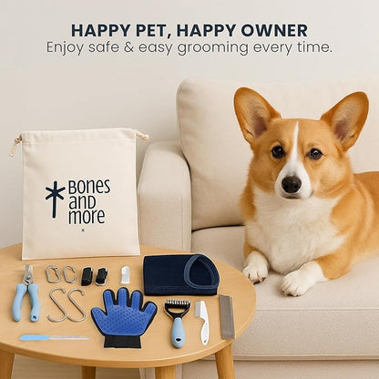 Pet Grooming Hammock Kit for Dogs & Cats, Includes Hammock Harness, Nail Clippers, Nail File, Grooming Glove, Dematting Comb, S-Hooks, Carabiners & Storage Bag for Easy Home Grooming Medium (86×52) cm