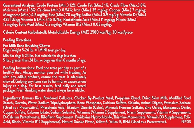 Milk-Bone Original Brushing Chews, 18 Mini Daily Dental Dog Treats (Pack of 5) Scrubbing Action Helps Clean Teeth