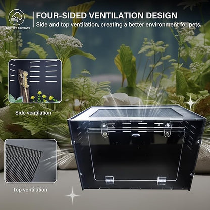 10 Gallon Reptile Tank – Reptile Enclosure for Leopard Geckos, Snakes & Bearded Dragons – Lizard Tank, Hermit Crab & Gecko Habitat