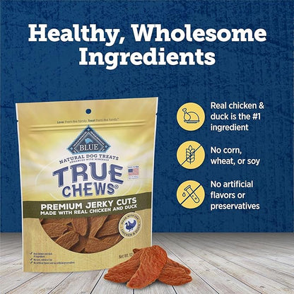 Blue Buffalo True Chews Premium Jerky Cuts Dog Treats, Made in the USA with Natural Ingredients, Duck, 12-oz Bag