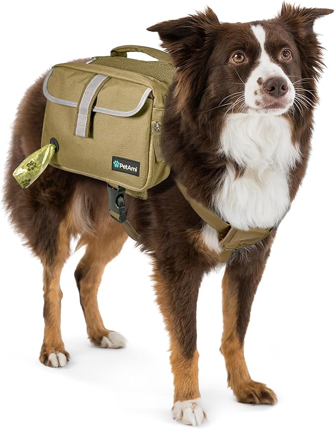 PetAmi Dog Backpack for Medium & Large Dogs, Saddle Bag for Dogs to Wear for Hiking, Pet Backpack Harness Dog Pack with Reflective Side Pockets for Walking Running