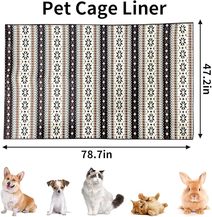VCEPJH Large Rabbit Floor Mats for Indoor Rabbit Cage Liners Washable 78.7"X47.2" Reusable Bunny Rugs for Playpen Pad Soft Animal Cage Flooring Anti Slip Pet Carpet for Ferret Guinea Pig Bedding