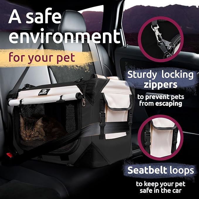 Large Cat Carrier & Dog Carrier for 2 Cats or Medium Dog. Soft Sided Pet Carrier for Travel. Collapsible, Portable with Soft Bed, Top & Side Loading, Locking Zippers, Puppy Crate & Kennel