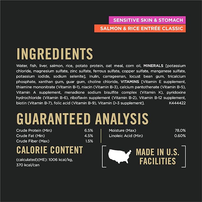 Purina Pro Plan Sensitive Skin and Stomach Wet Dog Food, Salmon and Rice and Lamb and Oat Meal Variety Pack - (Pack of 12) 13 oz. Cans