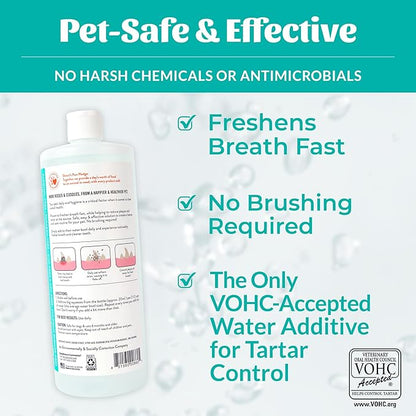SKOUT'S HONOR Fresher Breath Water Additive, Fresh and Flavorless - VOHC Accepted for Tartar Control, Freshens Breath Fast, No Brushing Required, Great for Both Cats and Dogs, 32 oz
