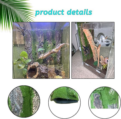 kathson Reptile Cork Terrarium Background Decor Climbing Mat Habitat Fitting Bark Backdrop Wall Artificial Moss for Lizard Gecko Bearded Dragon Chameleon(3 Pcs)
