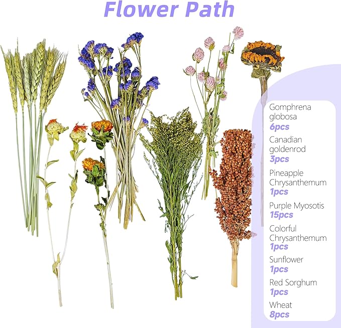 Natural Hamster Flower & Herb Habitat Deocr, Hamster Sprays Flowers Bedding Mate, Hamsters Cage Enrichment Decoration Accessories for Gerbil Dwarf Syrian Hamsters Guinea Pig Mice or Small Animals