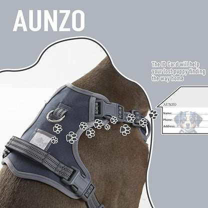 Non Pulling Dog Harness for Medium Dogs, Adjustable Reflective Harness Vest with Handle, for Working Training Hiking Walking, Escape Proof Gray Pet Vest for M Sized Dog