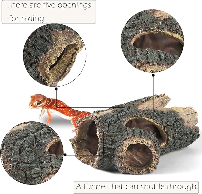 IBWell Aquarium Wood Fish Tank Decorations，Resin Fake Logs Terrarium DÉCor, Reptile Hide Aquarium Hideout for Fish Cave, Small Turtles, to 20 Gallon Tank