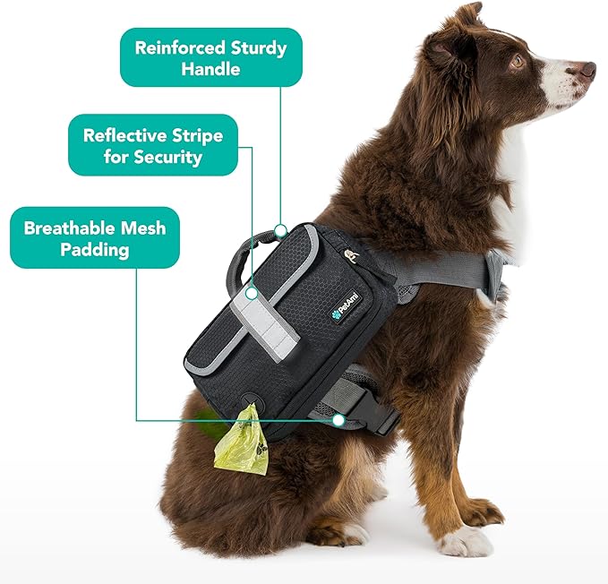 PetAmi Dog Backpack for Medium & Large Dogs, Saddle Bag for Dogs to Wear for Hiking, Pet Backpack Harness Dog Pack with Reflective Side Pockets for Walking Running